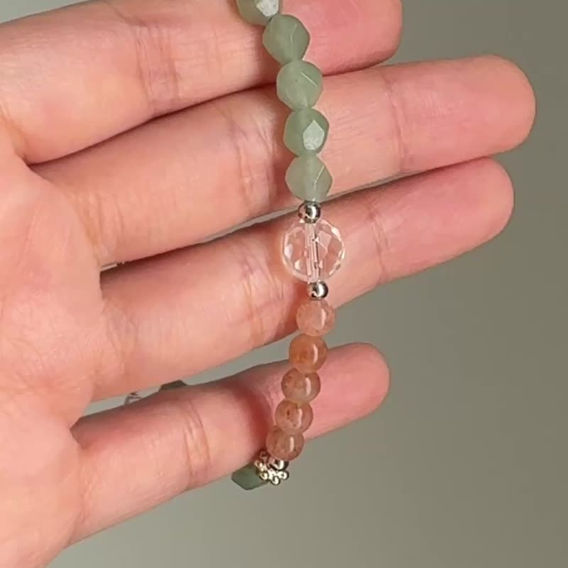 ゴールデンストロベリークォーツ グリーンアベンチュリン クリアクォーツ ブレスレット | 金運アップ 良好な人間関係 | 天然石ギフトにおすすめ - ブレスレット - クリスタル グリーン