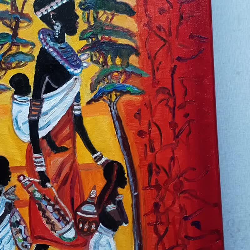 African Womanl Painting   Original Art 油畫 Oil Painting Oil on Canvas Wall Decor - 壁貼/牆壁裝飾 - 其他材質 紅色