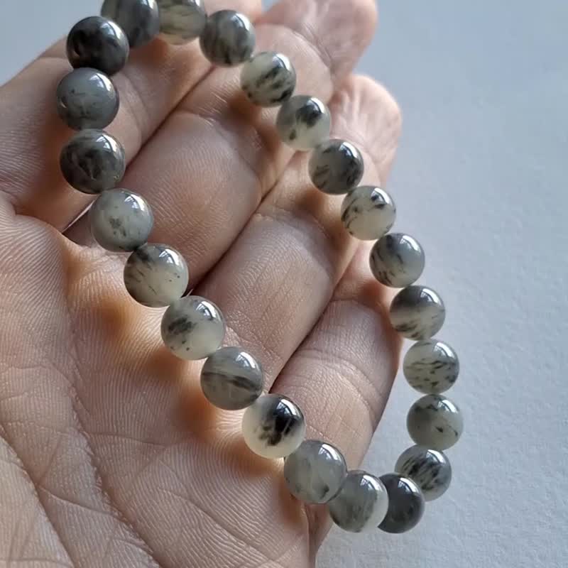 8mm和田玉青花手串珠串 | 天然和田玉玉器 - 手鍊/手環 - 玉石 黑色