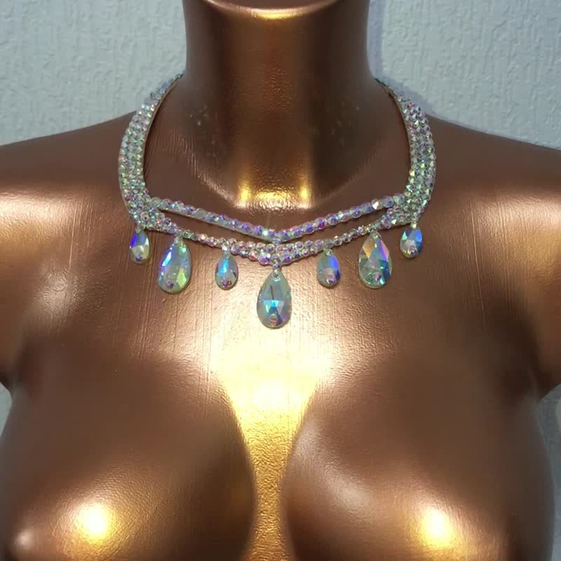Rhinestone necklace dance jewelry dance necklace ballroom necklace bellydance - Necklaces - Glass 