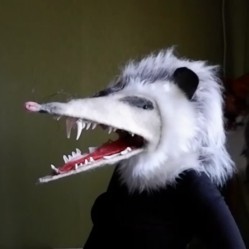 Possum mask with fur, cosplay, carnival, masquerade. Mask of any animal to order - Other - Wool Multicolor