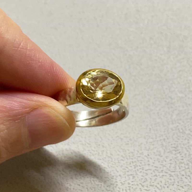 天然 黃水晶 925純銀 戒指 尼泊爾 手工製 - 戒指 - 水晶 黃色