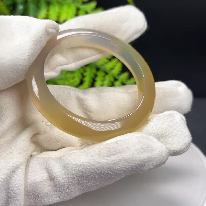 精品 漸變香檳金灰瑪瑙手鐲 48MM 冰潤起剛玉髓手環 樂觀好運招財 - 手鍊/手環 - 半寶石 