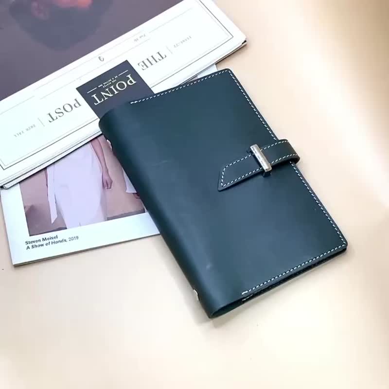 Genuine leather A6 loose-leaf notebook cover with inner pages. Multifunctional leather book cover can be customized with hot stamping/embossing. - Notebooks & Journals - Genuine Leather 