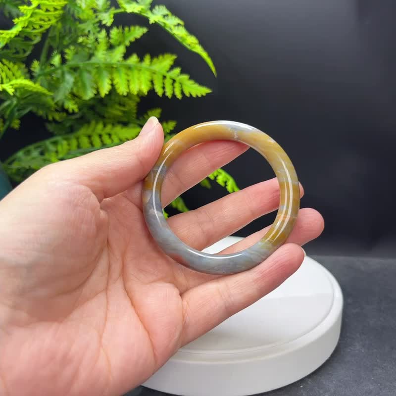 冰潤海洋碧玉手鐲 51MM 玉化老料多彩油畫風玉髓手環 清新優雅 - 手鍊/手環 - 半寶石 多色