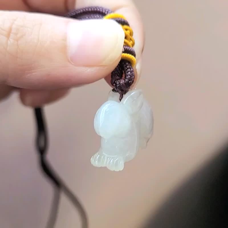 【親翠】天然翡翠 超美冰糖兔項鍊 | 生肖兔 | 種美工優 - 項鍊 - 玉石 白色