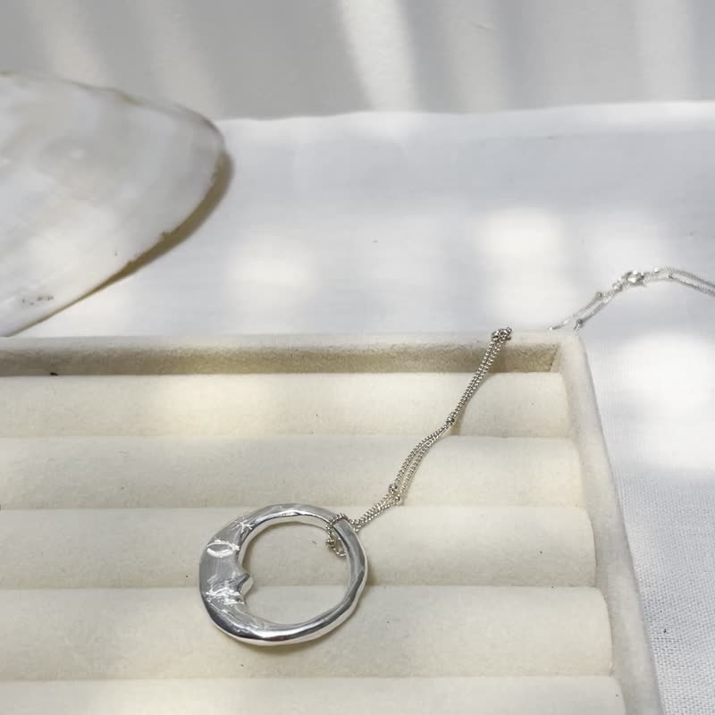 Silver moon necklace, silver 925 crescent, long moon necklace, silver moon gift - สร้อยคอ - เงินแท้ สีเงิน