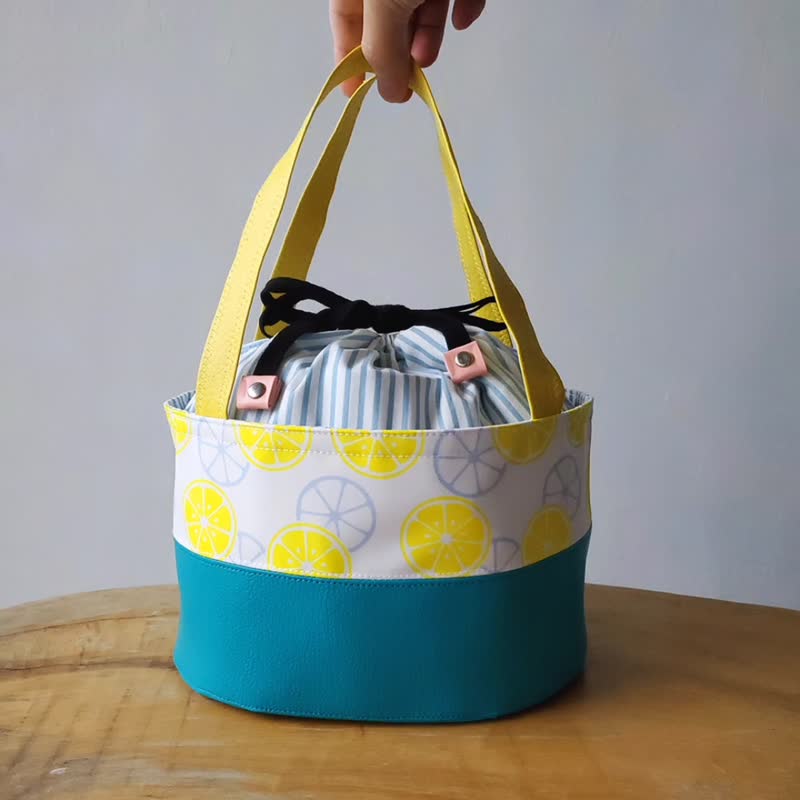 断熱ランチバッグ、拭き取り可能なランチバッグ 楕円形の弁当袋 - 檸檬柄 - 弁当箱・ランチボックス - 防水素材 多色