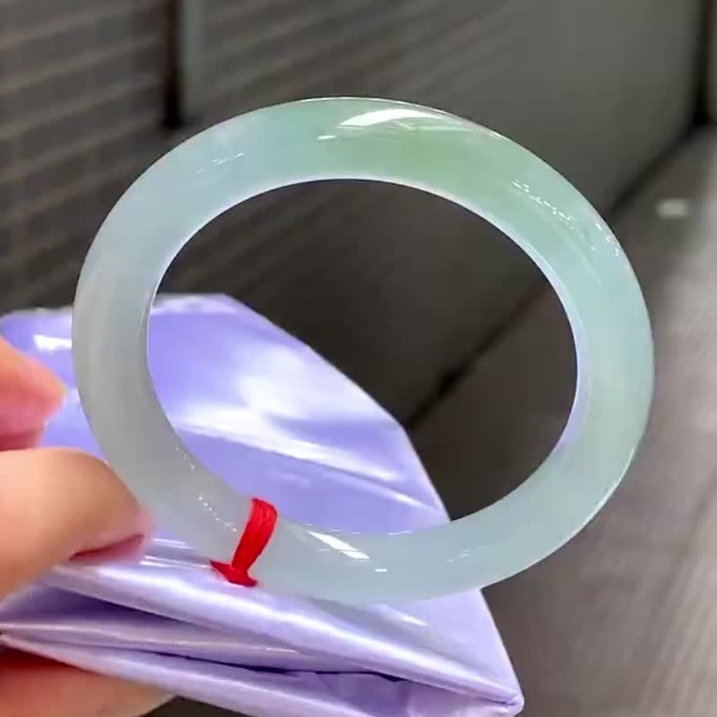 冰種翡翠天然翡翠玉鐲A玉手鐲 玉鈪 • 冰種秋香翡翠圓鐲 - 手鍊/手環 - 玉石 綠色