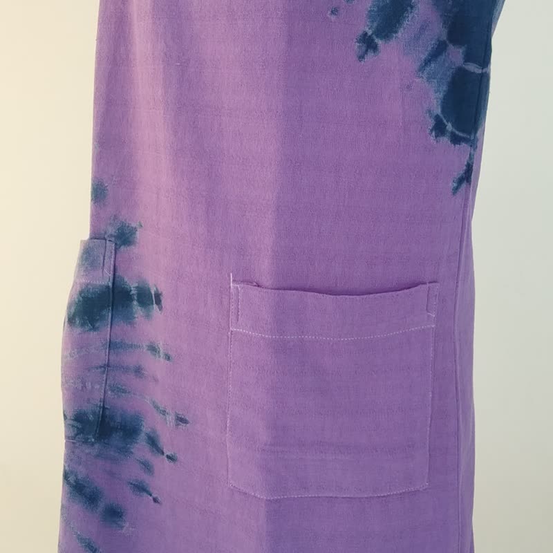 Purple Dye Indigo - Tie Dyed Spider Web Maxi Dress - One Piece Dresses - Cotton & Hemp Purple