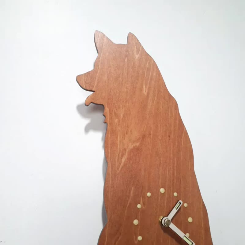 Handmade wooden creative clock I rock the most - Shiba Inu - Clocks - Wood Brown