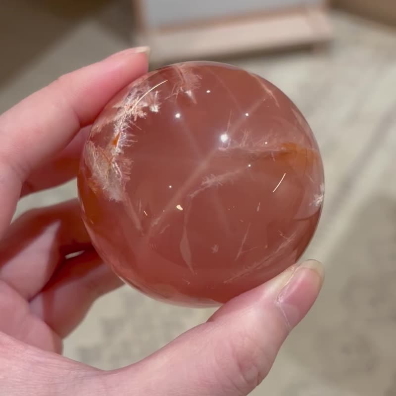 6.1cm 星光粉晶球白幽靈共生 身心健康 心輪 愛 脈輪療癒 冥想 - 擺飾/家飾品 - 水晶 粉紅色