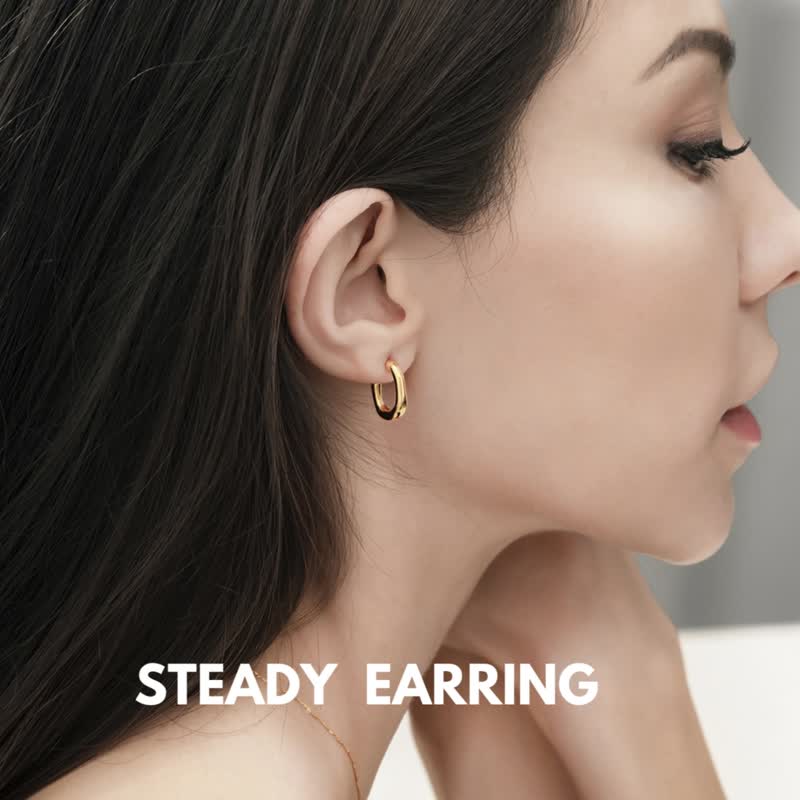 Steady 3D Earring - ต่างหู - เครื่องประดับ สีทอง