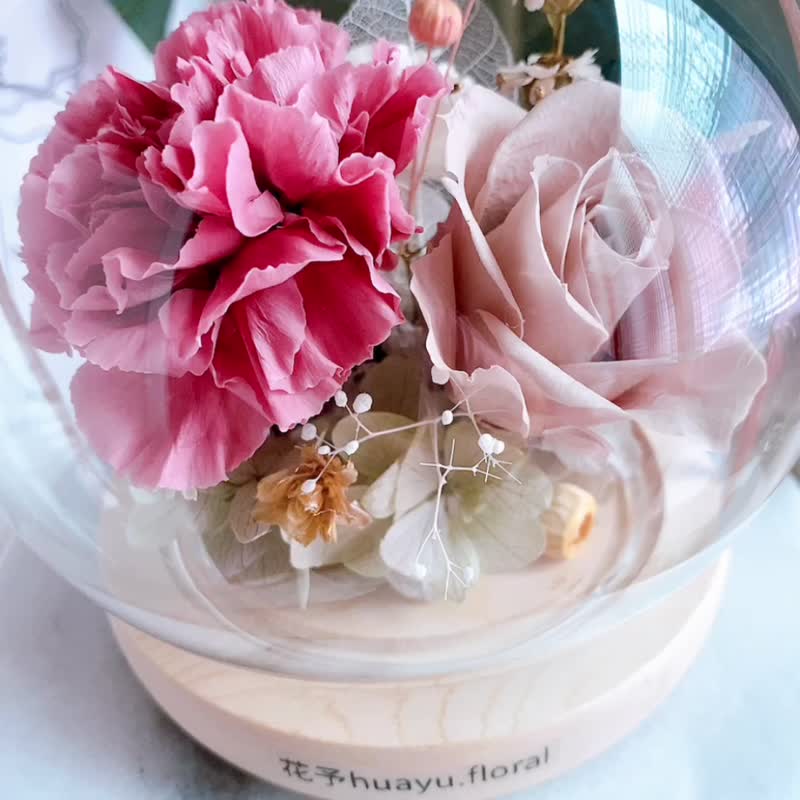 永生花 乾燥花 母親節 康乃馨 禮物 玻璃罩 媽媽 - 乾燥花/永生花 - 植物．花 紅色