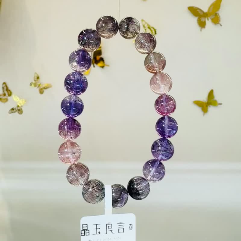 繁星閃閃滿礦爆閃超七水晶10.5mm32.33g濃色透體三輪骨幹水晶 - 手鍊/手環 - 水晶 多色