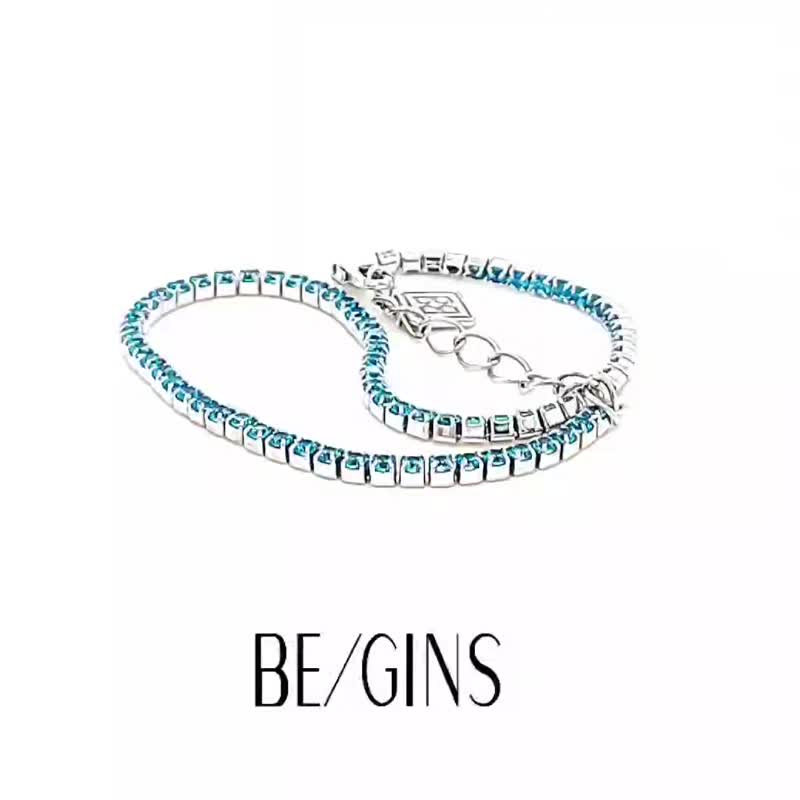 LA LIGNE LIGHT BLUE SLIM TENNIS BRACELET - 手鍊/手環 - 純銀 