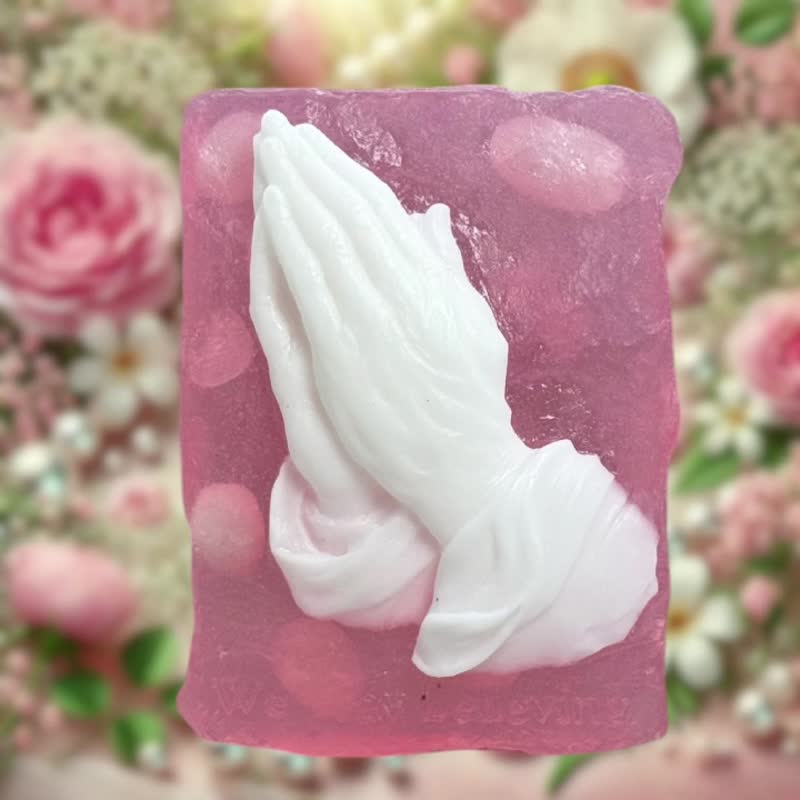 Pink Crystal Praying Hands Scented handmade soap - Soap - Other Materials Yellow