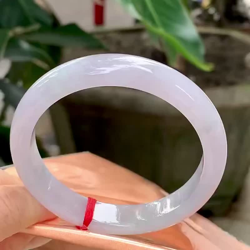 冰種翡翠天然翡翠玉鐲A玉手鐲 玉鈪 • 冰種紫羅蘭翡翠福鐲 - 手鍊/手環 - 玉石 紫色