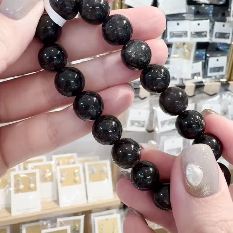 Small boutique Herkimon Black Knight Black Shining 11mm34.21g is not disturbed by nightmares and purifies seven rounds of meditation - Bracelets - Crystal Black