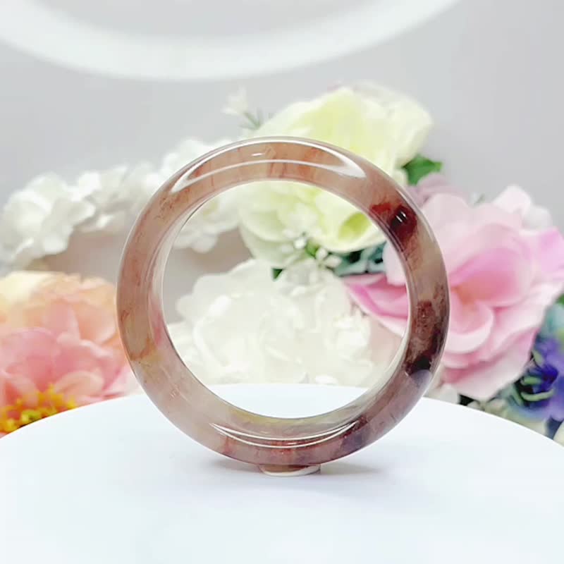NO.179乾燥玫瑰紫羅蘭 54 MM 圈口金絲玉 冰潤透 手鐲 平安鐲 - 手鍊/手環 - 玉石 多色