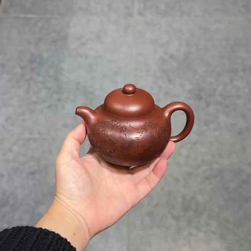 柿圓 手工 容量230cc紫泥色澤豐潤深邃造型優美線條流暢 - 茶壺/茶杯/茶具 - 陶 