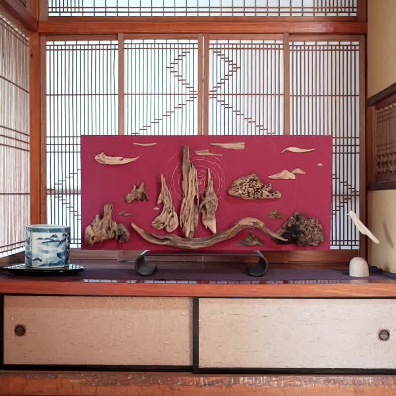 流木で描く山水画  流木アート 壁装飾  １４ - 壁貼/牆壁裝飾 - 木頭 咖啡色