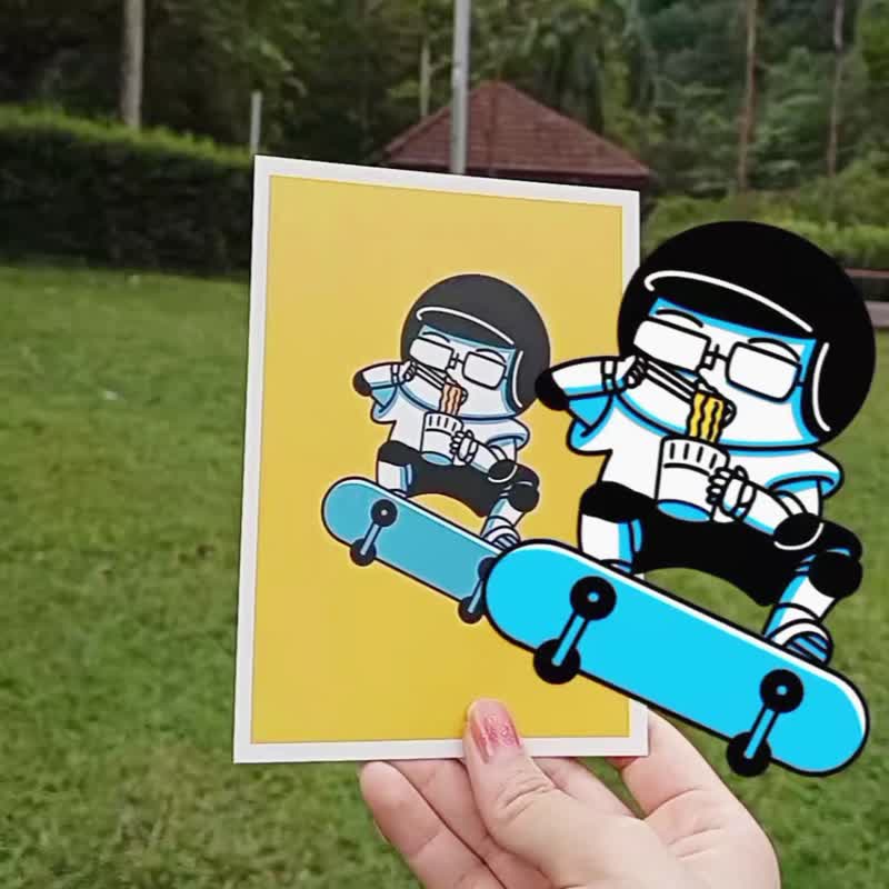 Skate Board Eating Mee | Postcard A6 - การ์ด/โปสการ์ด - กระดาษ 