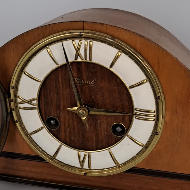 Antique Vintage HERMLE Mantel Clock shelf Bracket 8 day (Junghans Hermle era) - 時鐘/鬧鐘 - 木頭 咖啡色