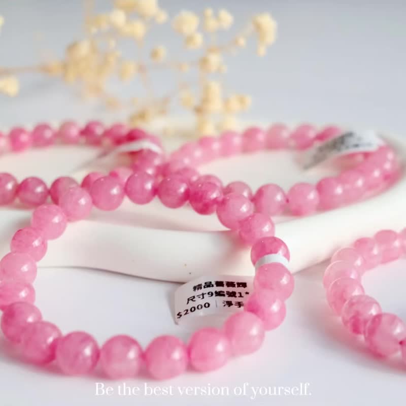 Amelia Jewelry丨Rose Garden丨High quality natural rhodonite original design handmade - สร้อยข้อมือ - คริสตัล สึชมพู