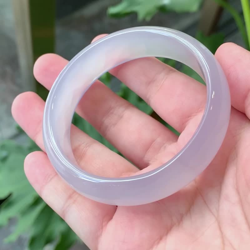 Zi Ning | Pink Chalcedony/Full Circle Peace Bracelet/Hand Size 17.5-18 | Natural Grade A Jade Bracelet - สร้อยข้อมือ - หยก สีม่วง