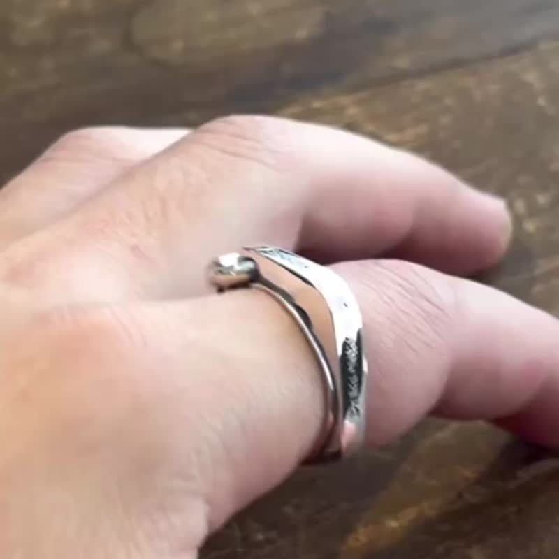 アシンメトリー/シルバー925/リング/シルバーアクセサリー/送料無料/日本製/fc301 - 戒指 - 純銀 銀色