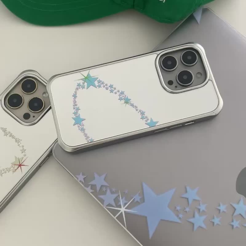 【Mirror Pro】Flat Starry Sky Silver MagSafe iPhone Impact Case - Phone Cases - Acrylic Silver