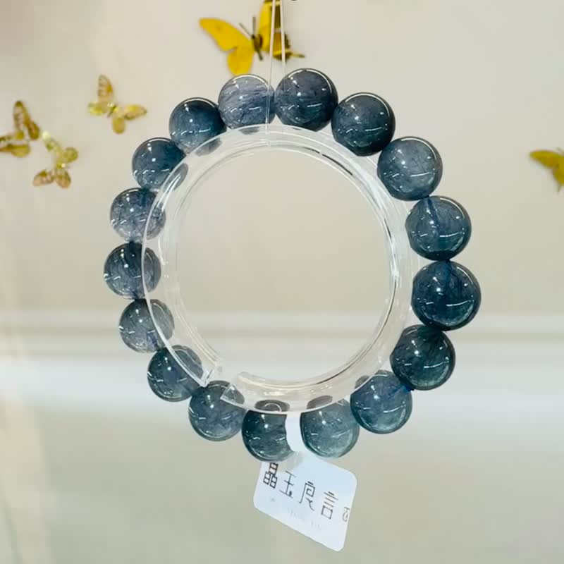 小精品滿礦藍兔毛水晶手珠12mm42.81g消除緊張增強說服力增加自信 - 手鍊/手環 - 水晶 藍色