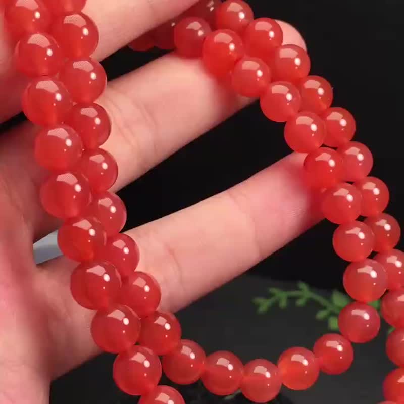 精品保山冰紅媽媽鏈 晶體干淨 紅 冰 透 有熒光 - 手鍊/手環 - 水晶 