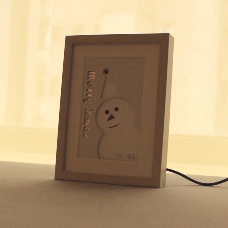 ไม้ โคมไฟ ขาว - [Special choice snowman for exchanging gifts] 2022 Christmas three-dimensional paper carving mood light night light