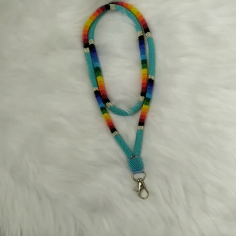 Native American Inspired Beaded Lanyard Necklace - Teacher Gift - Breakaway - เชือก/สายคล้อง - แก้ว 