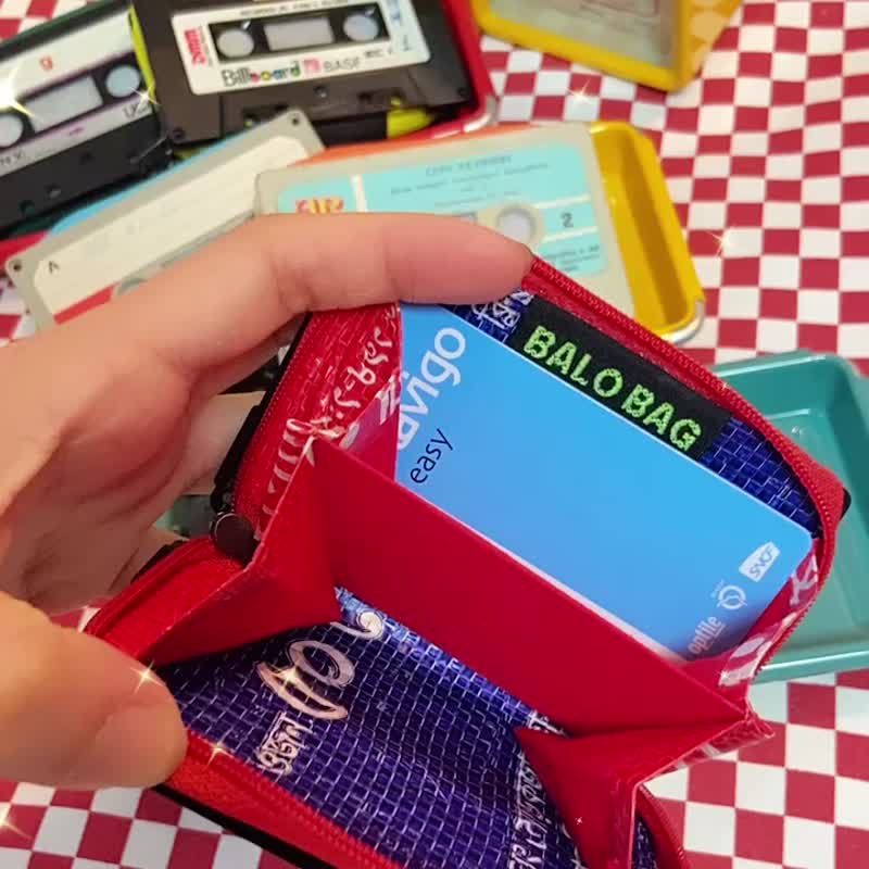 Made in Italy second-hand audio tape remade small waste bag coin purse - ID & Badge Holders - Other Materials Multicolor