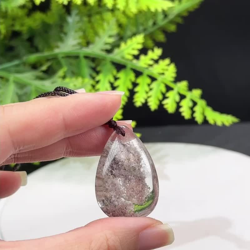 精品天然巴西老料四季幽靈水晶吊墜項錬冰透凈體水滴增添個人魅力 - 項鍊 - 水晶 