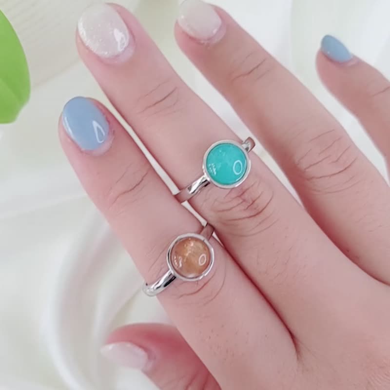 Shuiyue Plain | Tianhe Stone Simple Light European and American Daily 925 Sterling Silver Ring - General Rings - Gemstone Blue