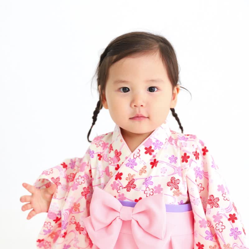 Hakama Dress - Cherry blossoms - Light pink - Kids' Dresses - Cotton & Hemp Pink
