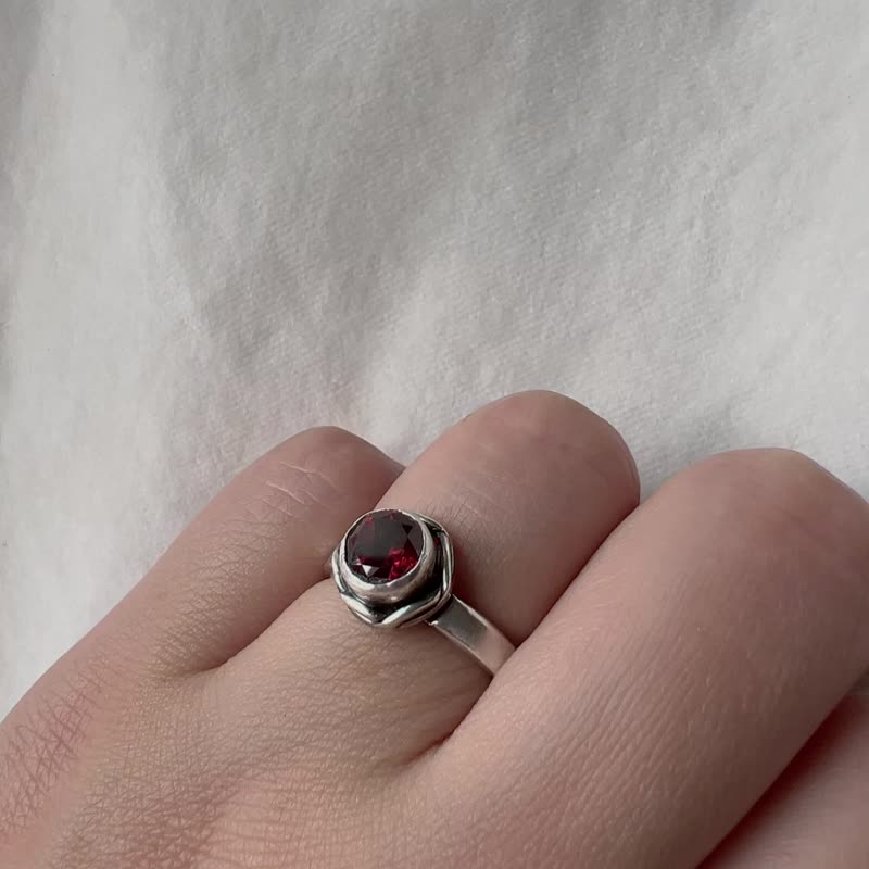 Beautiful Stone Light- Stone Garmet Sterling Silver Ring-January Birthstone - General Rings - Semi-Precious Stones Red