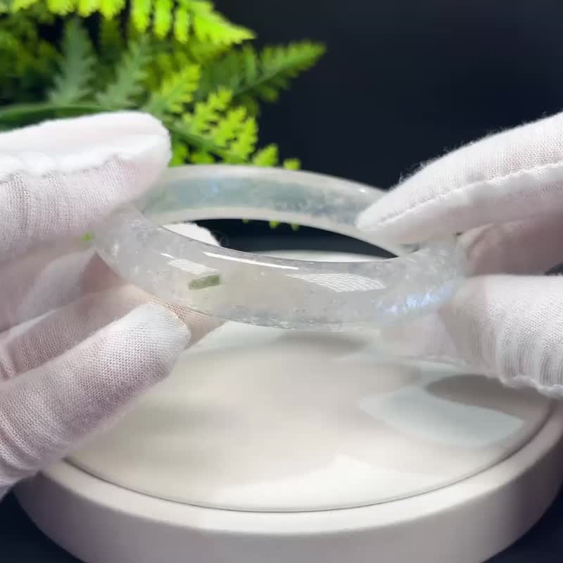 高等級 藍月光石手鐲 64MM 冰透幹凈藍光共生碧璽 情緒直覺和諧 - 手鍊/手環 - 寶石 藍色