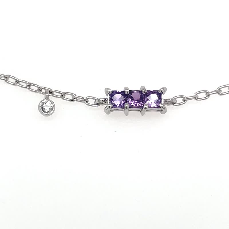 Purple Sapphire Diamond Bracelet - สร้อยข้อมือ - เครื่องเพชรพลอย 