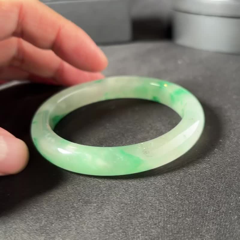 冰飄綠花非洲翠手鐲 2644 #18.3 - 手鍊/手環 - 玉石 綠色