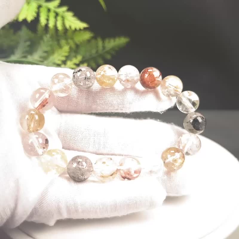 精品彩色閃靈鉆手串11mm冰透閃片赫爾基蒙水晶手環女單圈凈化脈輪 - 手鍊/手環 - 水晶 多色