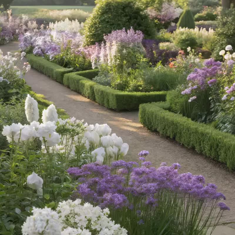 紫色秘密花園千鳥格絲巾60厘米 Jardin Des Fontaines - 絲巾 - 聚酯纖維 紫色