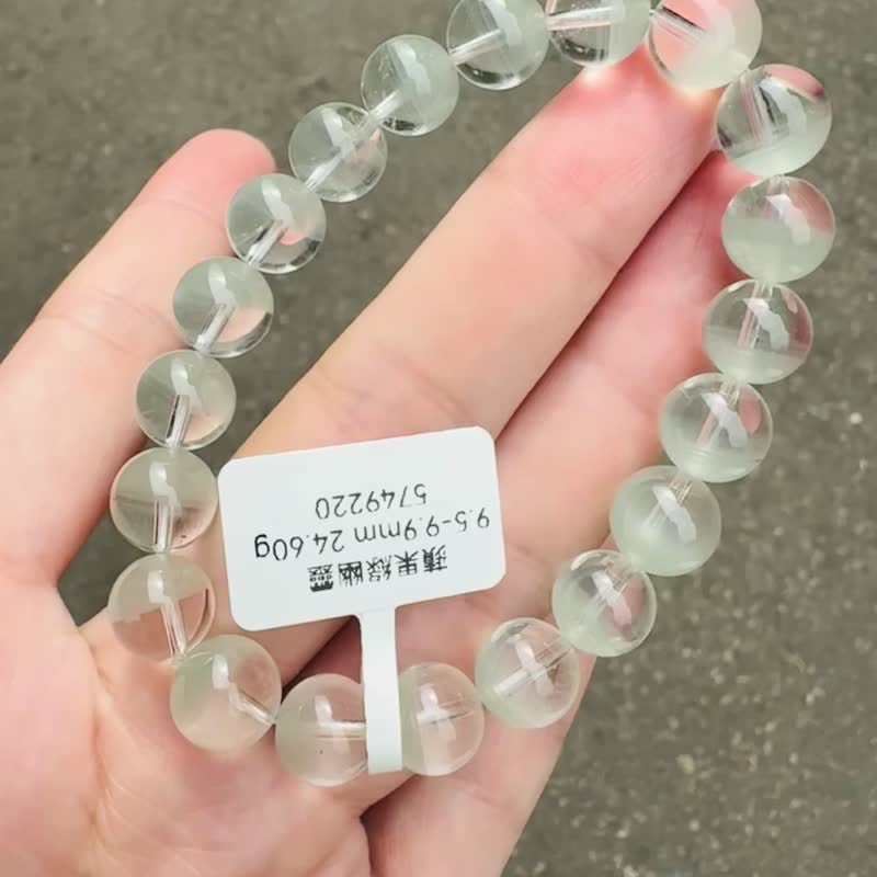 春天初芽嫩綠蘋果半盆綠幽靈9.5-9.9mm24.60g提升財運事業貴人運 - 手鍊/手環 - 水晶 綠色