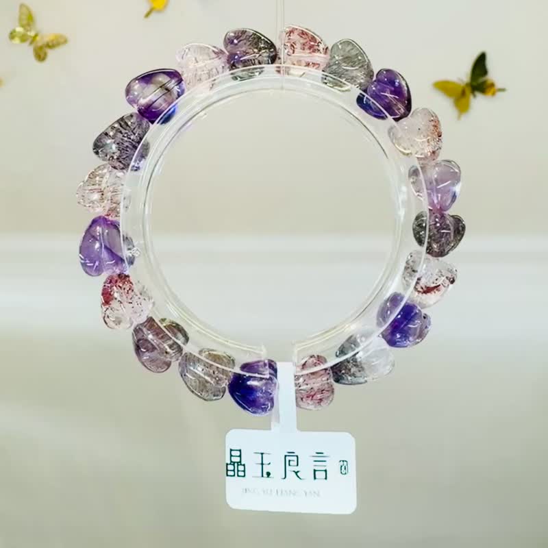 小精品愛心花珠多礦彩超七10mm26.8g彼岸花毒液草莓三輪骨幹水晶 - 手鍊/手環 - 水晶 多色