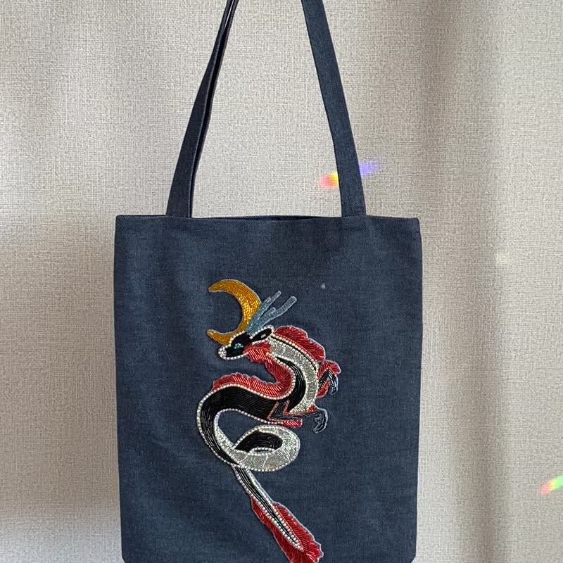 Bead hand embroidered shopper - Handbags & Totes - Cotton & Hemp Multicolor