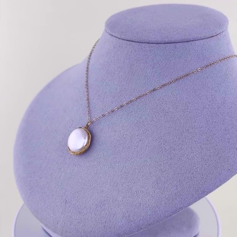 Pearl Freshwater style Circle Necklace N2 - Necklaces - Pearl 